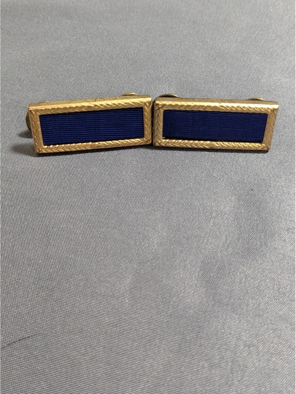 Vintage Gold and Blue Rectangular Cufflinks